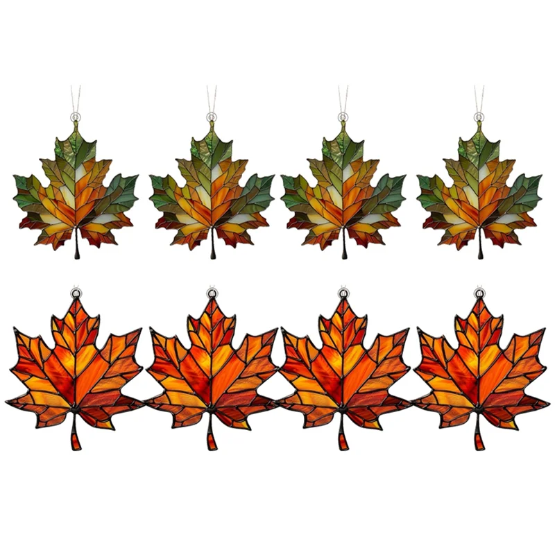 

Autumn Leaves Decoration, Stained Glass Window Hangings, Autumn Leaf Shaped Decorations, Holiday Decorations-AT30