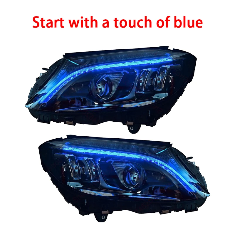 Led Head Light Assembly Voor Mercedes Benz C Klasse W205 2015-2021 Plug En Play Led Drl Draaien lens Koplampen
