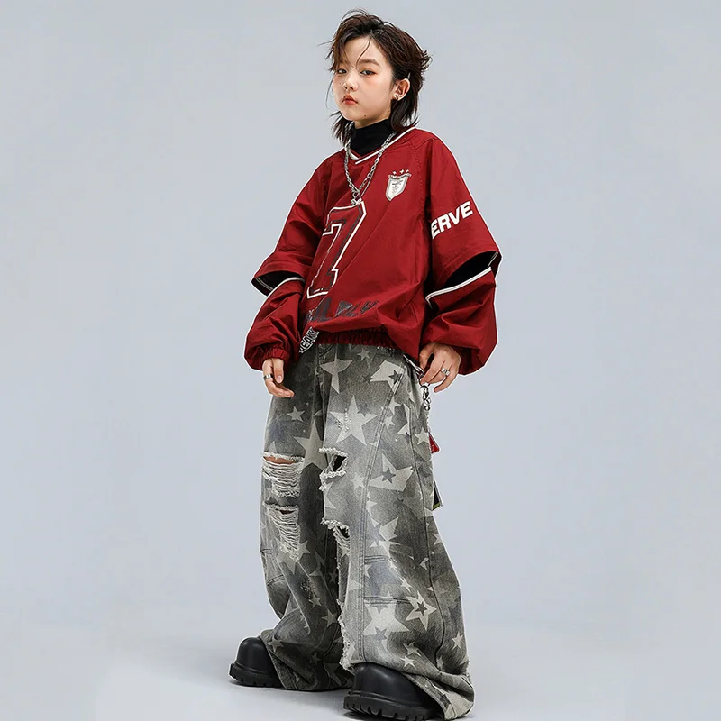 الهيب هوب بنين الجاز ملابس الرقص الأطفال أداء زي المدرسة عرض المرحلة الزي الشارع Dancewear السراويل الفضفاضة القمم الحمراء 3055 #4