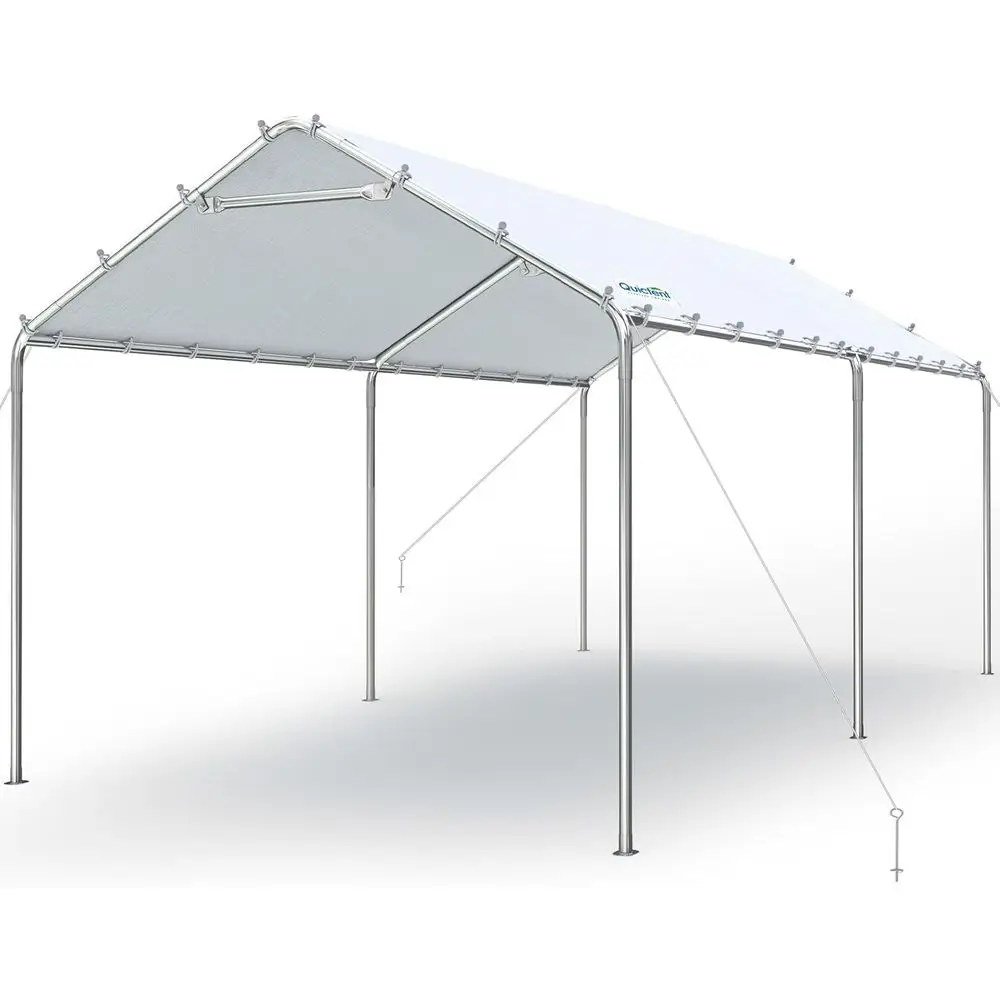 

10x20m Heavy-Duty Galvanized Outdoor Carport Tent for Cars, Boats, and Shelters without Sidewalls - White