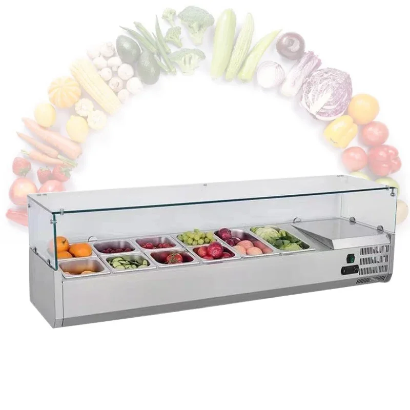 Fruit Salad Refrigerated And Fresh-keeping Display Cabinet Dessert Small Pizza Operation Desk Spreading Freezer Commercial