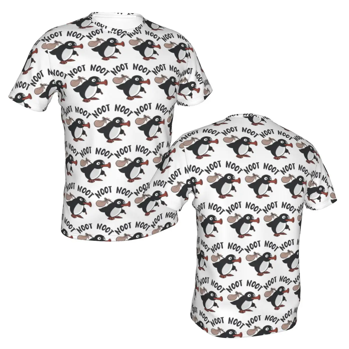 100% Cotton Cute Pingu Penguin Fishing T-Shirt Men's Funny T Shirt Men Crew Neck Summer Shirts Tops