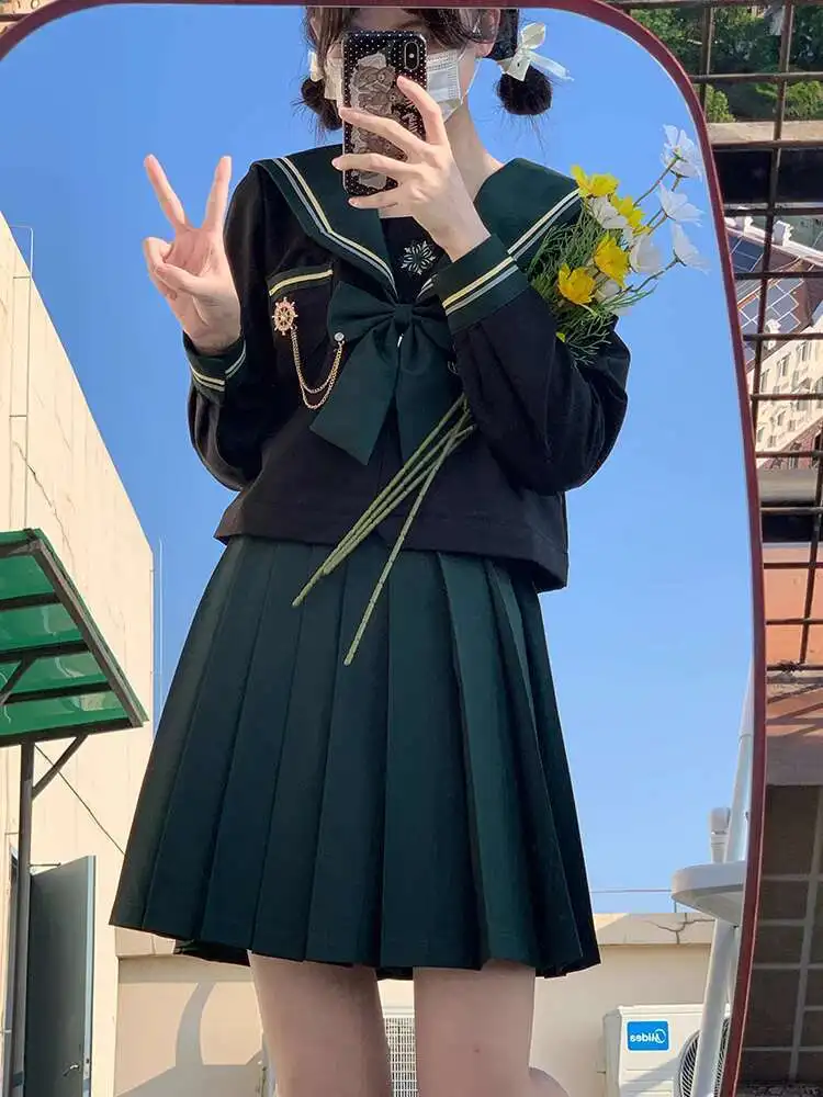 

New JK Uniform Suit Japanese Style Long Sleeves Sailor Uniform Fiesta Carnival Halloween Cos Cosplay Long Sleeves Short Skirt