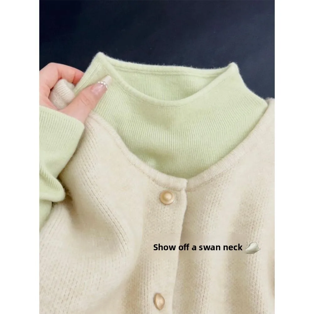 Women's Knitted Sweater Stylish Layering Base Shirt Slim Fit Autumn Winter New Style Atmosphere Sensation Warmth Heating