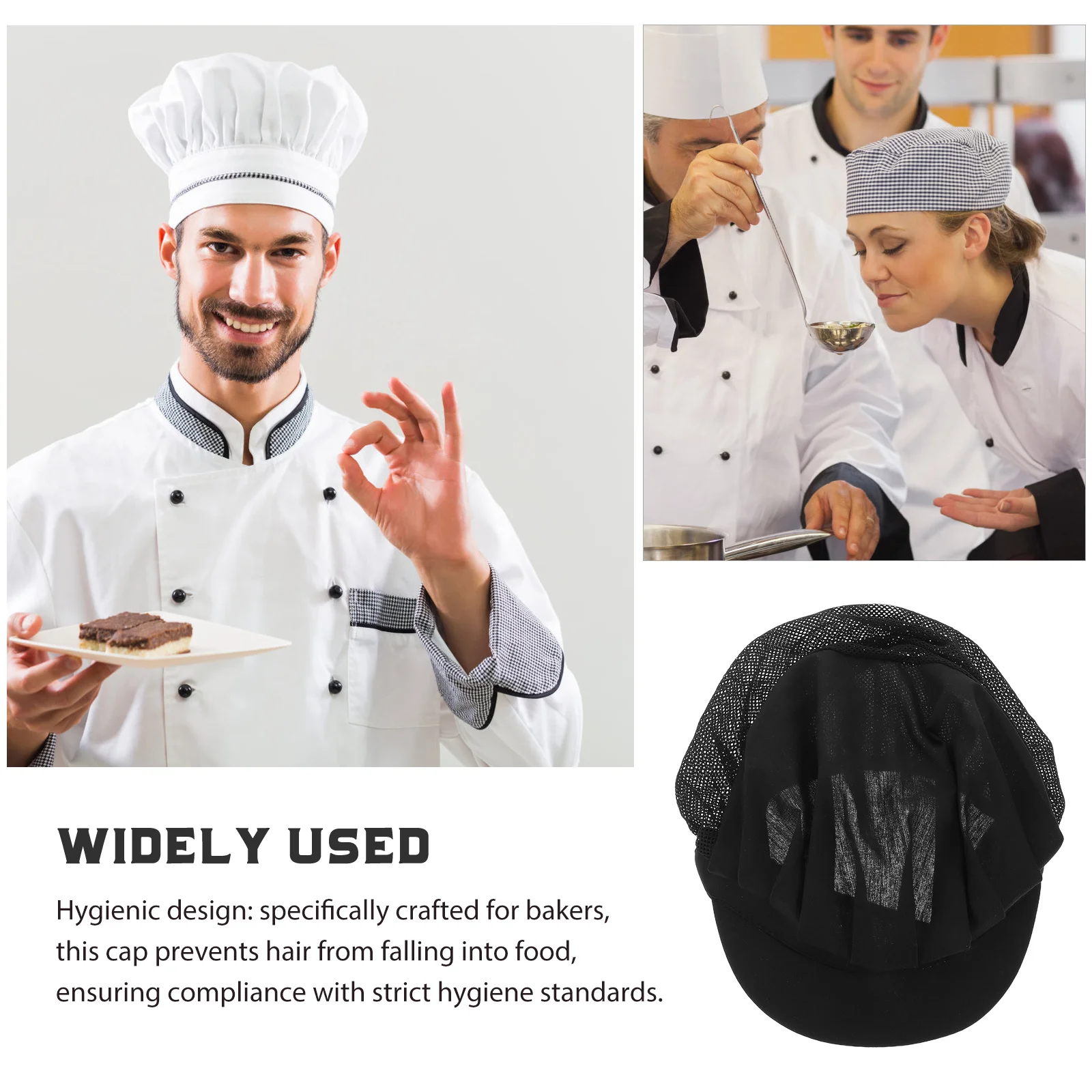 4 قطع قبعات طهي للمطبخ قابلة للتعديل وذات شبكة تنفس للطهاة والخبازين وخدمة الطعام، شبكات شعر للعمل، قبعات طهاة للجنسين