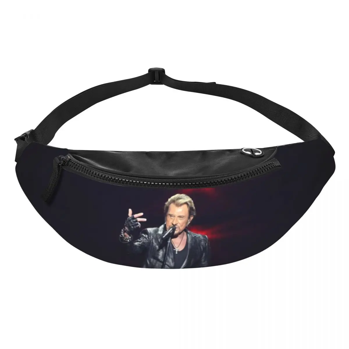 Custom French Rock Music Johnny Hallyday Fanny Pack Women Men Singer Crossbody Waist Bag for Travel Hiking Phone Money Pouch