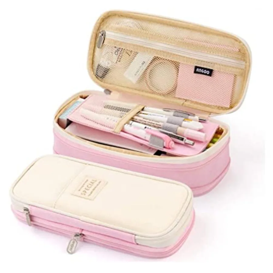 

Foldable Pencil Case Zipper Big Capacity Aesthetic Canvas Pencil Pouch Compartments Stationery Organizers Pen Bag for Girls Boy