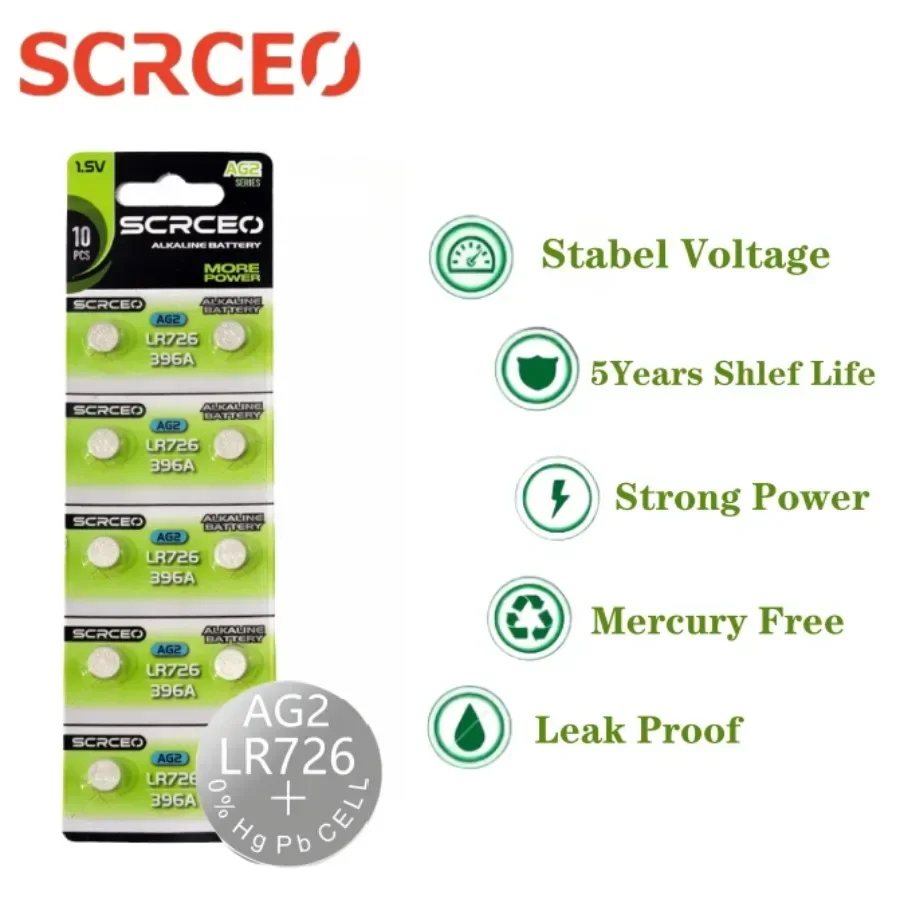 2-10PCS High Capacity Alkaline Battery AG2 G2 396A LR726 SR726SW CX59 LR59 SR59 397 Silver Oxide 1.55V Button Cell Batteries