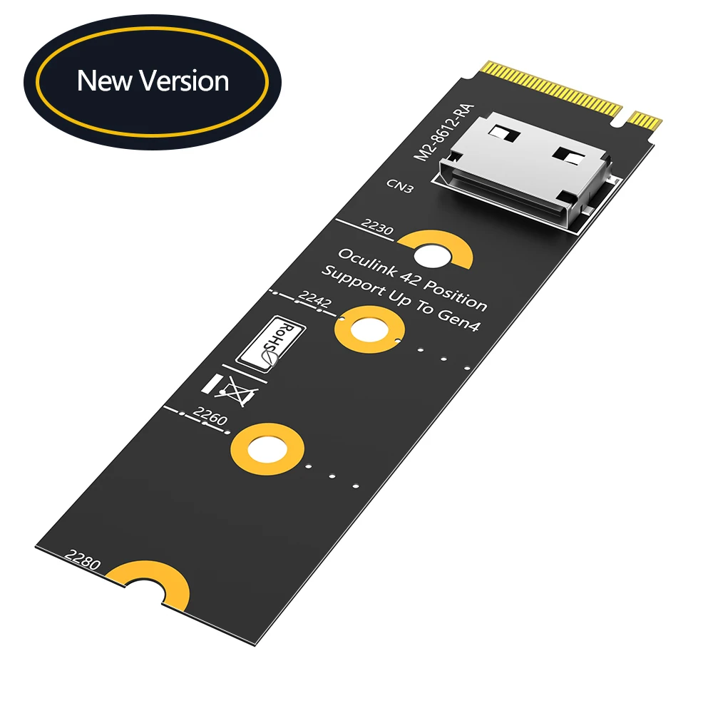 W00053-B M.2 nvme key M to SFF-8611/8612 Adapter, NVMe PCI-e 4.0 x4 to OcuLink SFF-8612 4i Host Adapter for SSD and eGPU