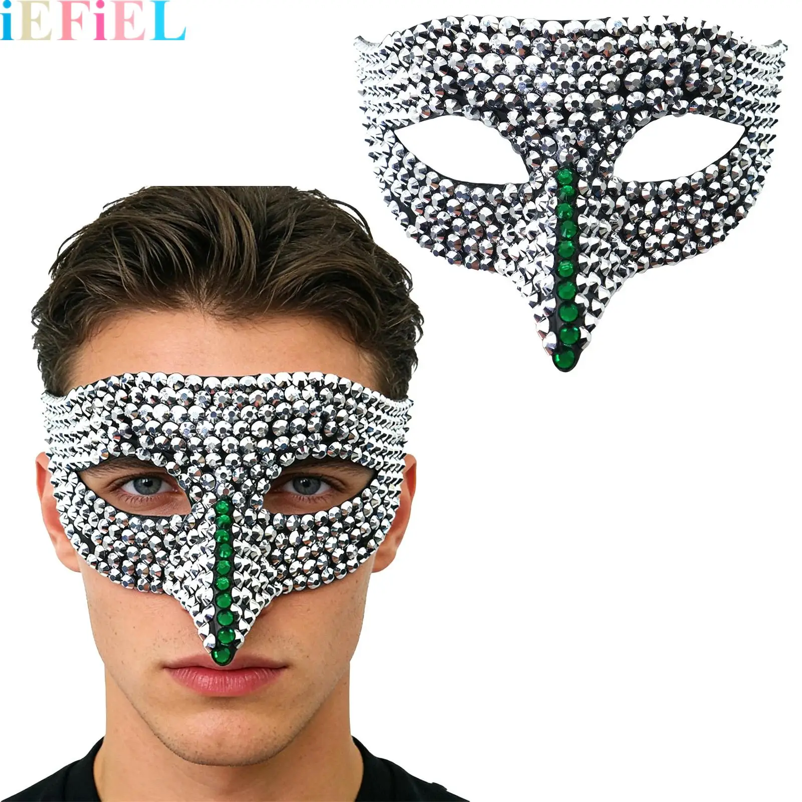 

Vintage Venetian Mask Rhinestone-embellished Half-face Eagle-beak Fashion Eye Mask for Halloween Dance Party