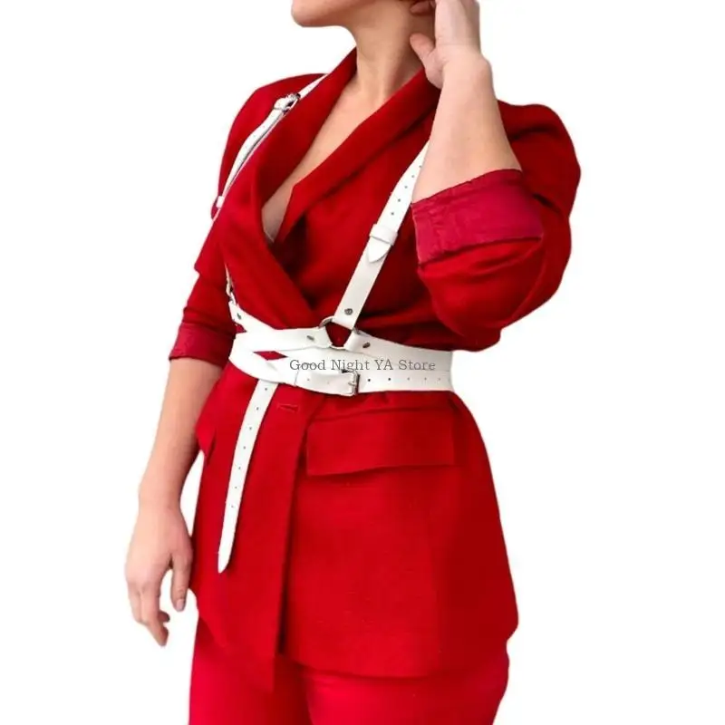 الجلود تسخير للنساء Underbust مشد العلوي مع حزام الشرير الجلود تسخير حزام الشرير الجسم حزام على شكل سلسلة الشرير تسخير #3