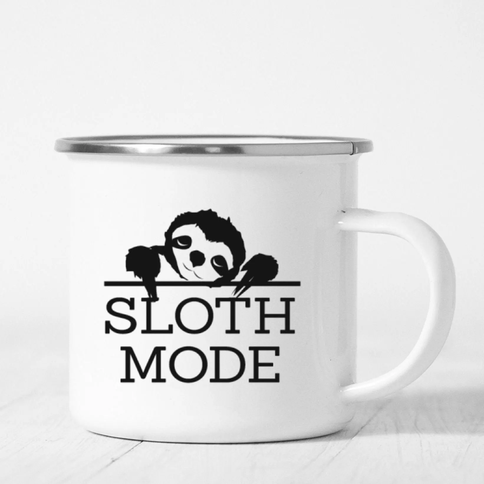 Sloth Mode On Just Relax Enamel Mug Camping Coffee Mugs Camper Hiker Walking Hiking Travel Cups Coffee Mugs Outdoor Festival