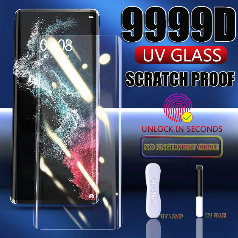 

Ультрафиолетовое закаленное стекло 9999D для Samsung Galaxy S21, S20, S10, S9, S22, ультратонкая Защита экрана для Samsung Note 20, Ultra 10, 9, 8