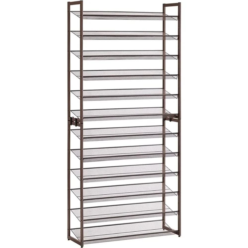 

12-Tier Tall Metal shoe rack, Set of 2 6-Tier Big Stackable Shelf, Adjustable Feet, Slanted Shelves, freight free