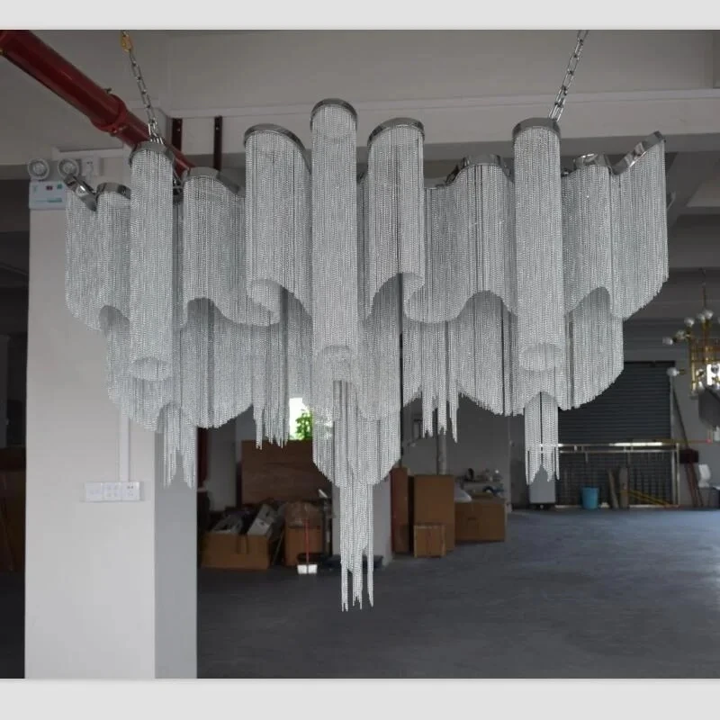 Stream Tassel Project Light Catena in alluminio Lampadario in metallo in alluminio fatto a mano vintage per soggiorno