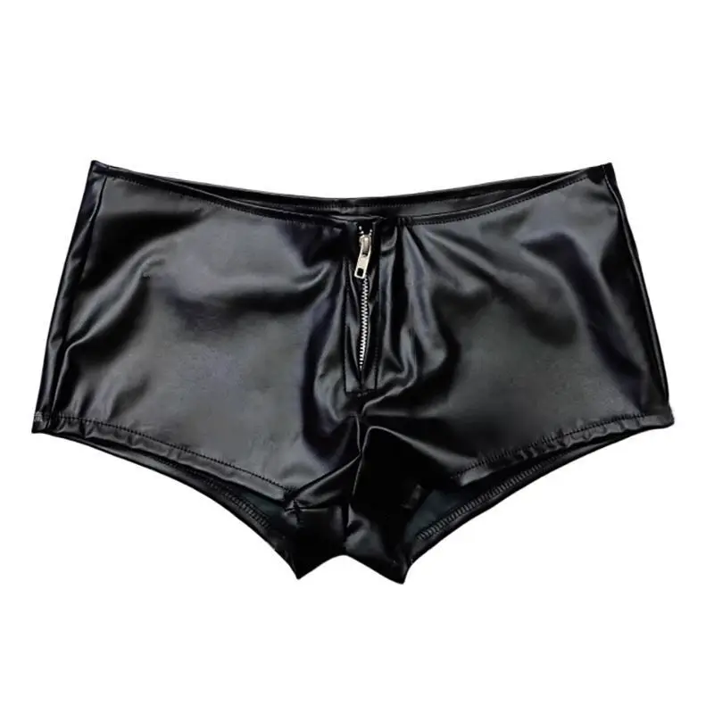 

Новые женские сексуальные шорты из искусственной кожи с воротником-стойкой и молнией для выступлений на сцене