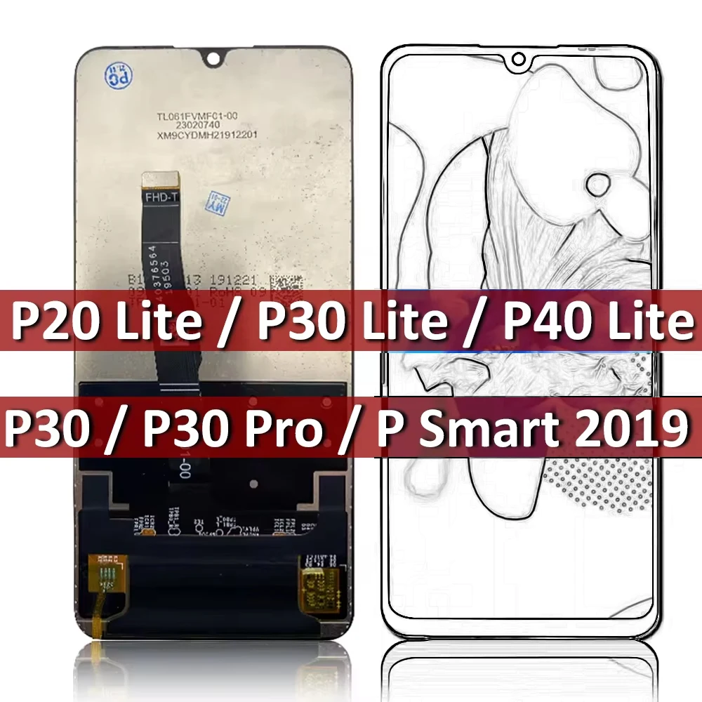New For Huawei P20 P30 P40 Lite Pro E / P Smart 2019 LCD Display Touch Screen Assembly Replacement Parts