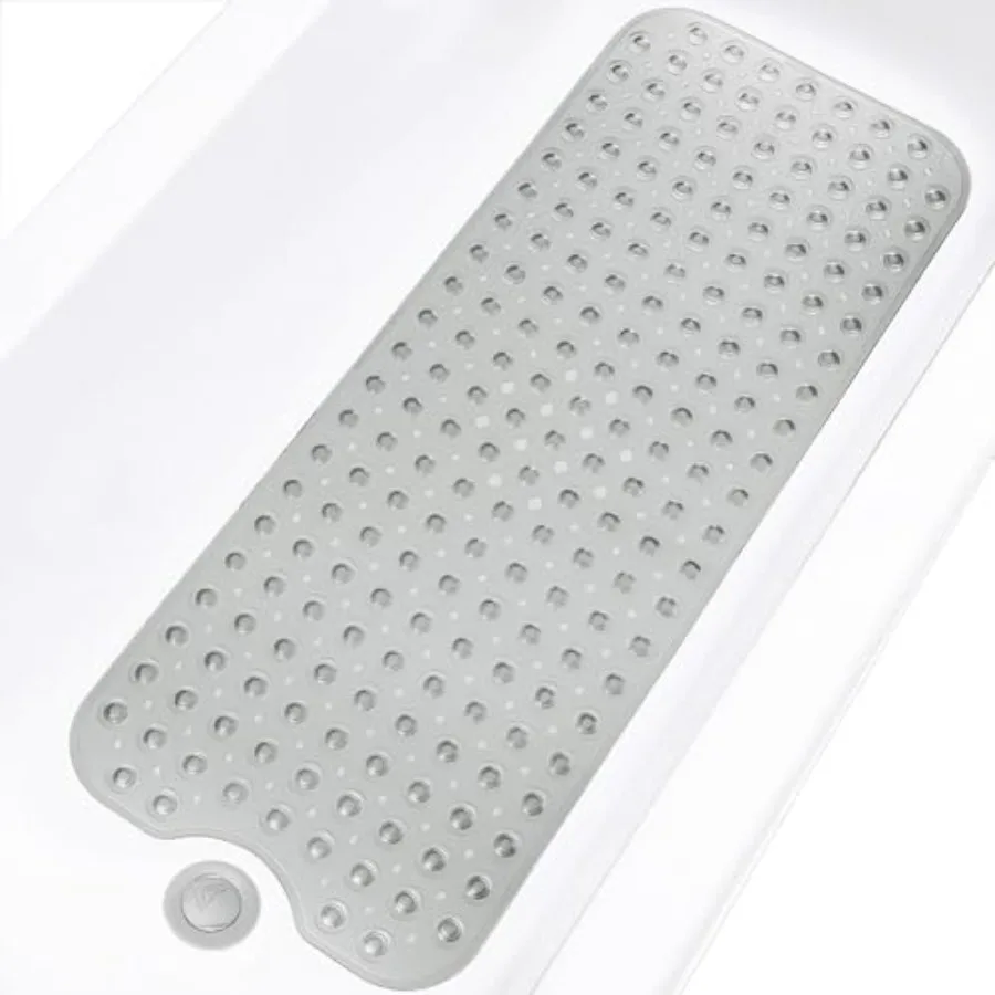 

Bathtub and Shower Mats, Extra Long Non-Slip Bath Tub Mat 39 x 16 Inch, Machine Washable Bathmat with Suction Cups and Drain Ho