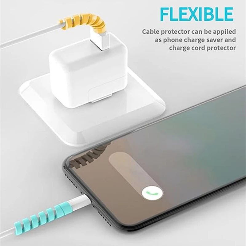 1-12 Uds cubierta protectora de Cable de carga Cable USB auricular línea de Cable Protector de Cable en espiral para IPhone 14 13 Samsung Xiaomi Huawei