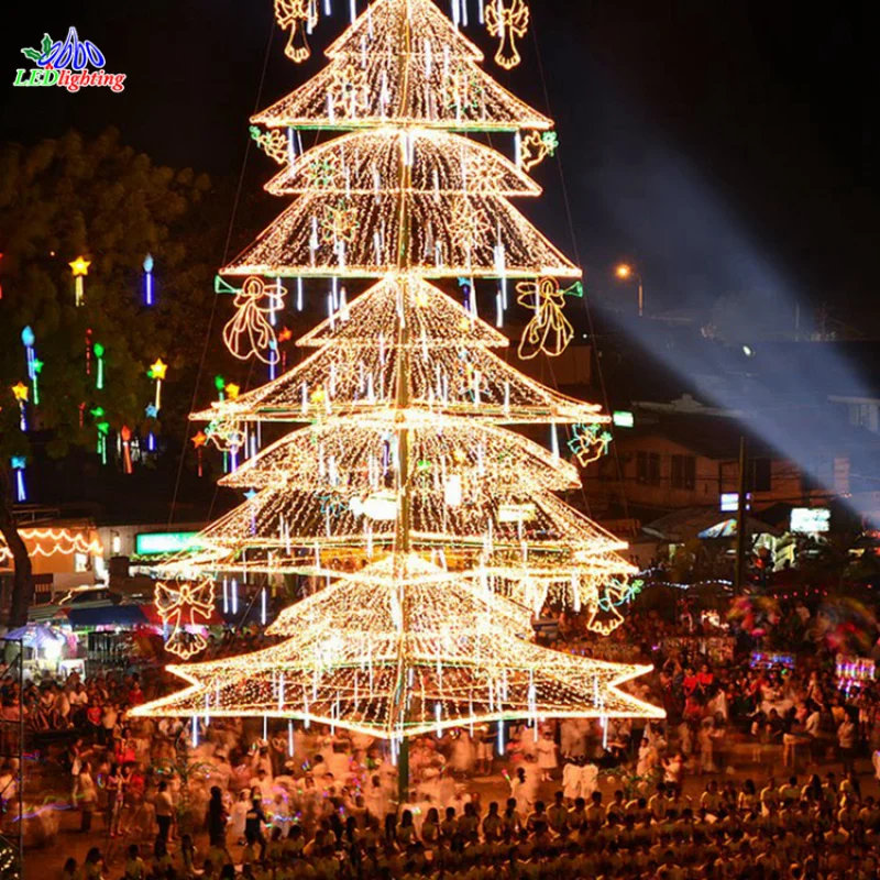 

Customized. new designed 6M 12M 20m large outdoor white metal led lighted 3D cone trees