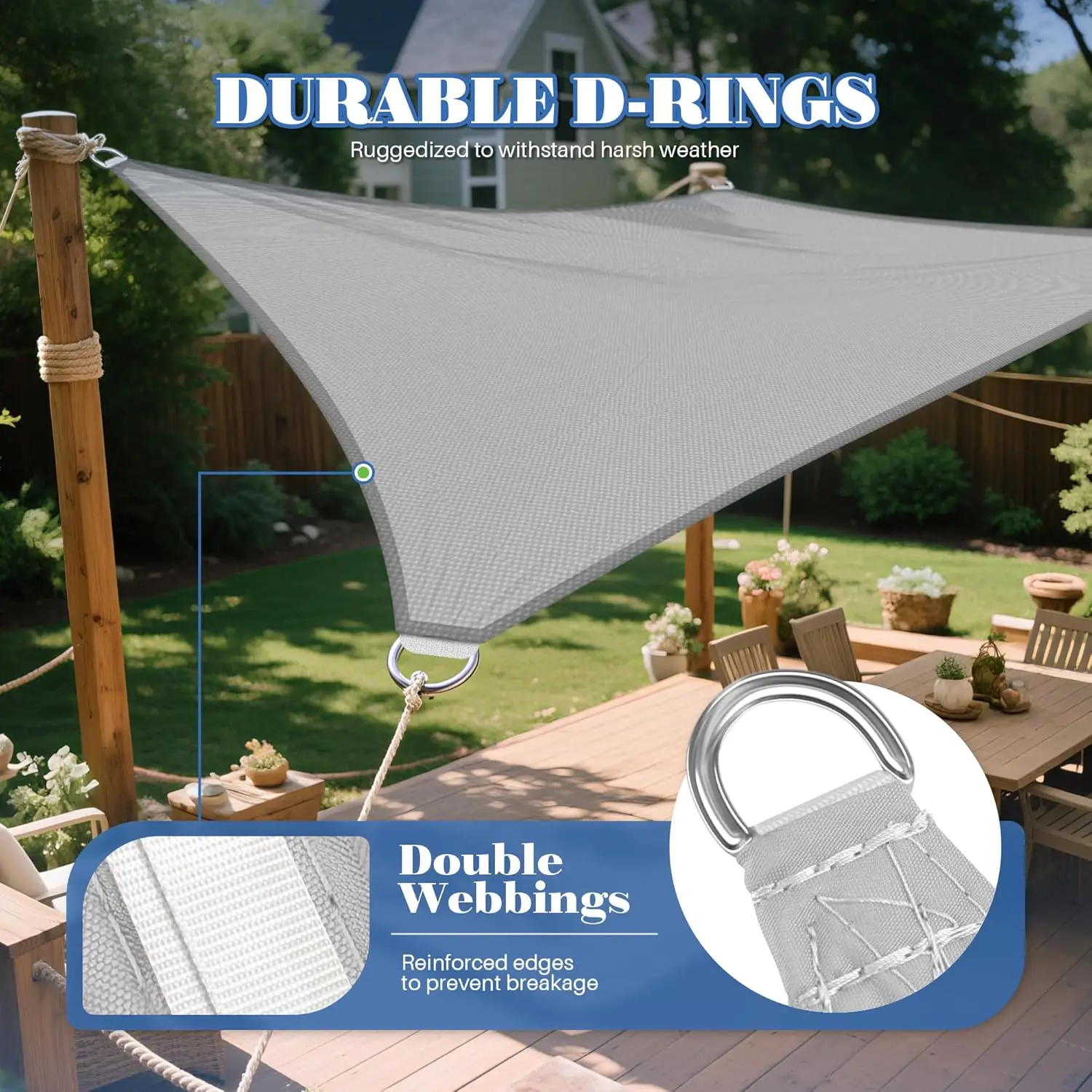 Sun Shade Sail Waterproof Rectangle Garden Sunscreen Awning Canopy with Free Rope 98% UV Block Shade Cloth for Outdoor Garden