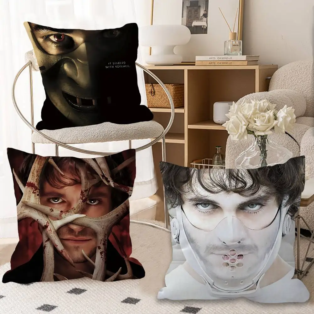 

American TV Serie H-Hannibal Cushion Cover Car Throw Pillow Case For Sofa Car Christmas Gift 40x40cm 45x45cm