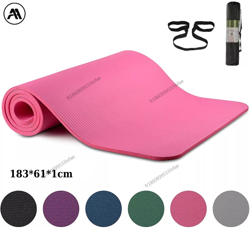 [STOCK ue] tapis de Yoga 183*61*1cm, tapis d'exercice, coussin de Fitness, de Sport NBR, de Pilates, de gymnastique à domicile, avec sangle et sac de Transport