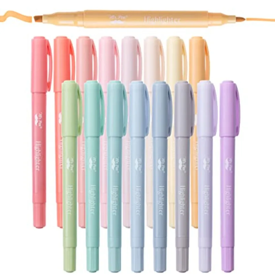 

- Dual Tip Highlighters, 16 Pack, Fine and Chisel, Cute Highlighters Assorted Colors, Dual Tip Markers