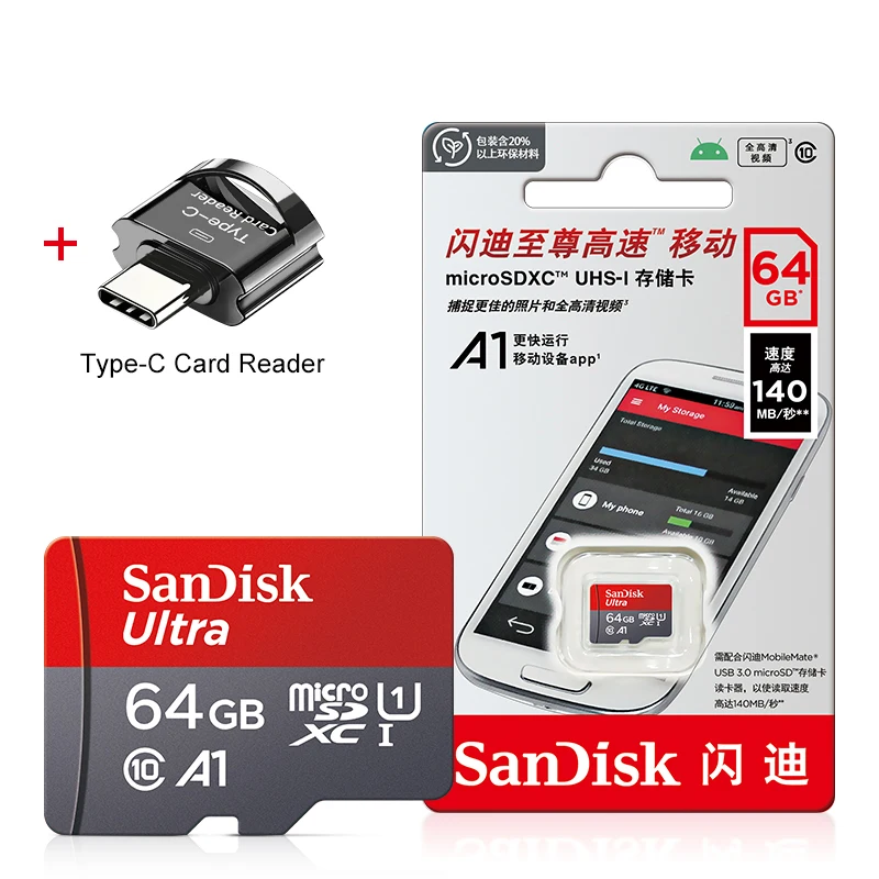 Minicard 256GB 128GB 64GB 32GB Ultra Micro SD Card 100 MB/s U3 Memory Card 100 MB/s UHS-I microSD cards + SD Adapter + Card Read