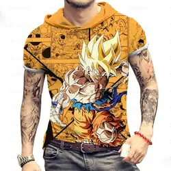 Camiseta com capuz estilo Harajuku masculina, Vegeta, Dragon Ball Z, Goku, Super Saiya, Tops de moda, tendência, Y2k