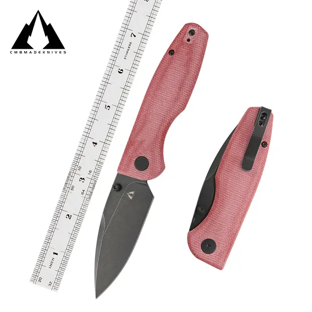CMBMADEKNIVES PredatorV2 Micarta Handle 14C28N Steel Camping Outdoors