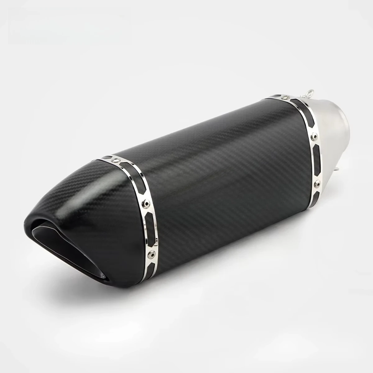 Stainless Steel 60mm Puppy Frosted Carbon Mouth End Can Exhaust Pipe Universal Motorcycle Pipe