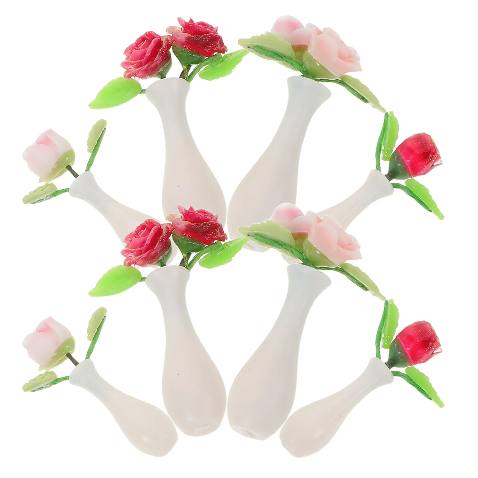 

8Pcs Miniature Vase Micro Mini Rose Vase Set Lifelike Ceramic Finish for Dollhouse Living Room Miniature Decor Garden Ornaments