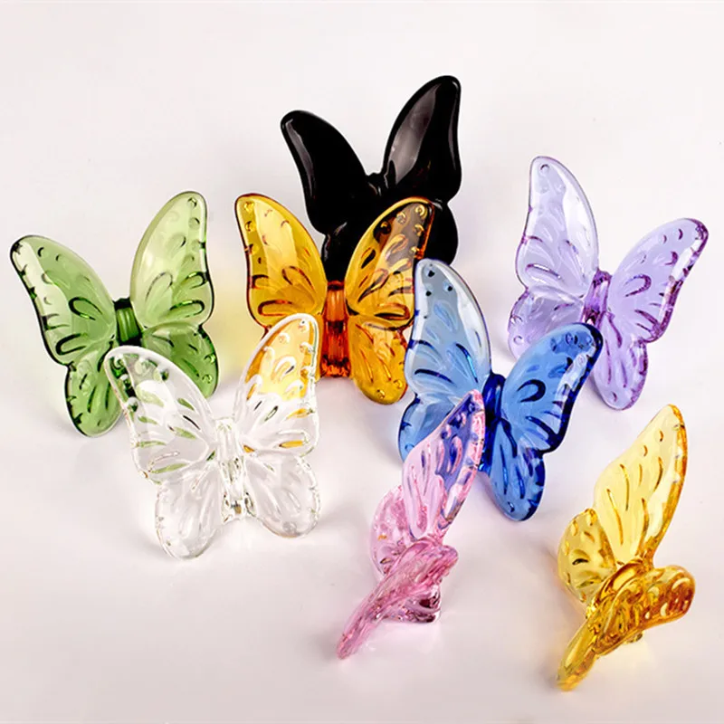 Glass Crystal Lucky Butterfly Vibrantly With Bright Color Ornaments Home Decor Butterfly Ornament Decoration Craft Ornament