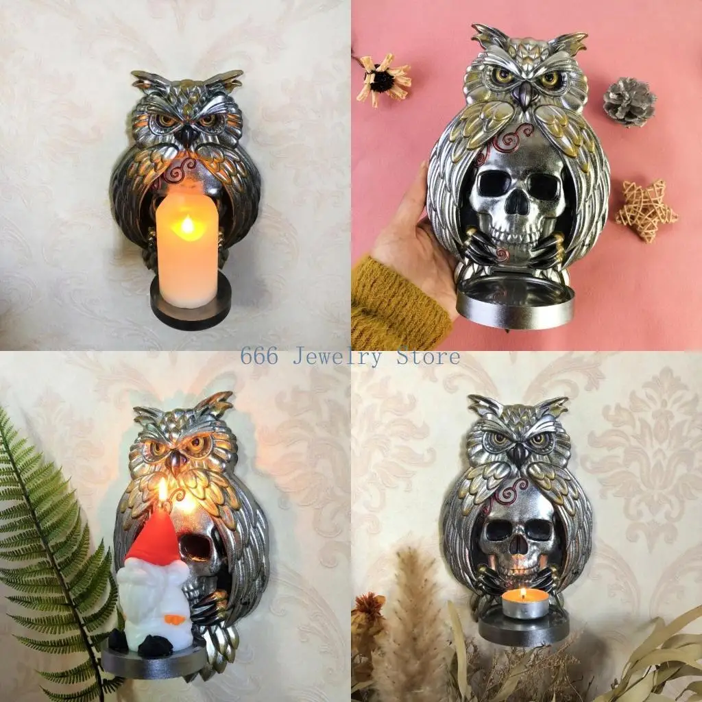 F2TD Stylish Owl and Skull Silicone Mold Silicone Material Stand Mold for DIY