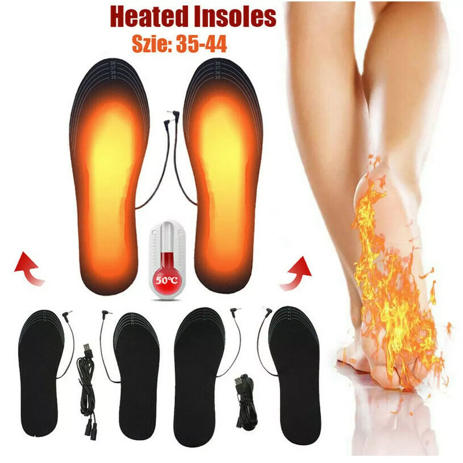 

2 Pairs New USB Heated Insoles Foot Warming Pad Feet Warmer Sock Pad Mat Winter Outdoor Sports Heating Shoe Insoles Winter Warm