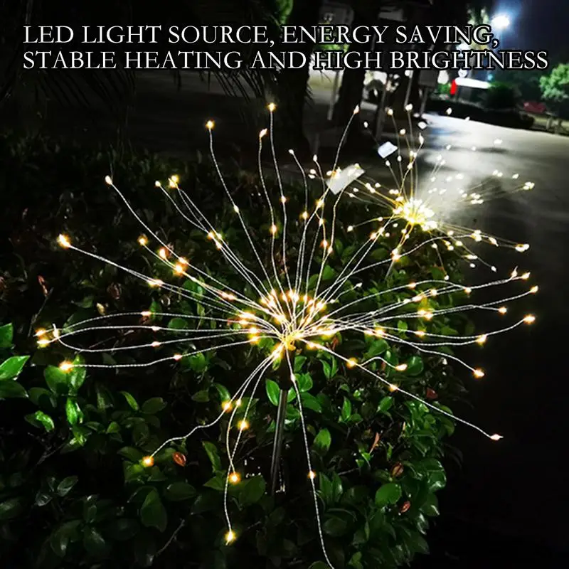 

Solar Yard Lights Pathway Firework Lamp Decor Waterproof LED Flower And Firework Colorful Solar Powed Lights For Garden Pathway