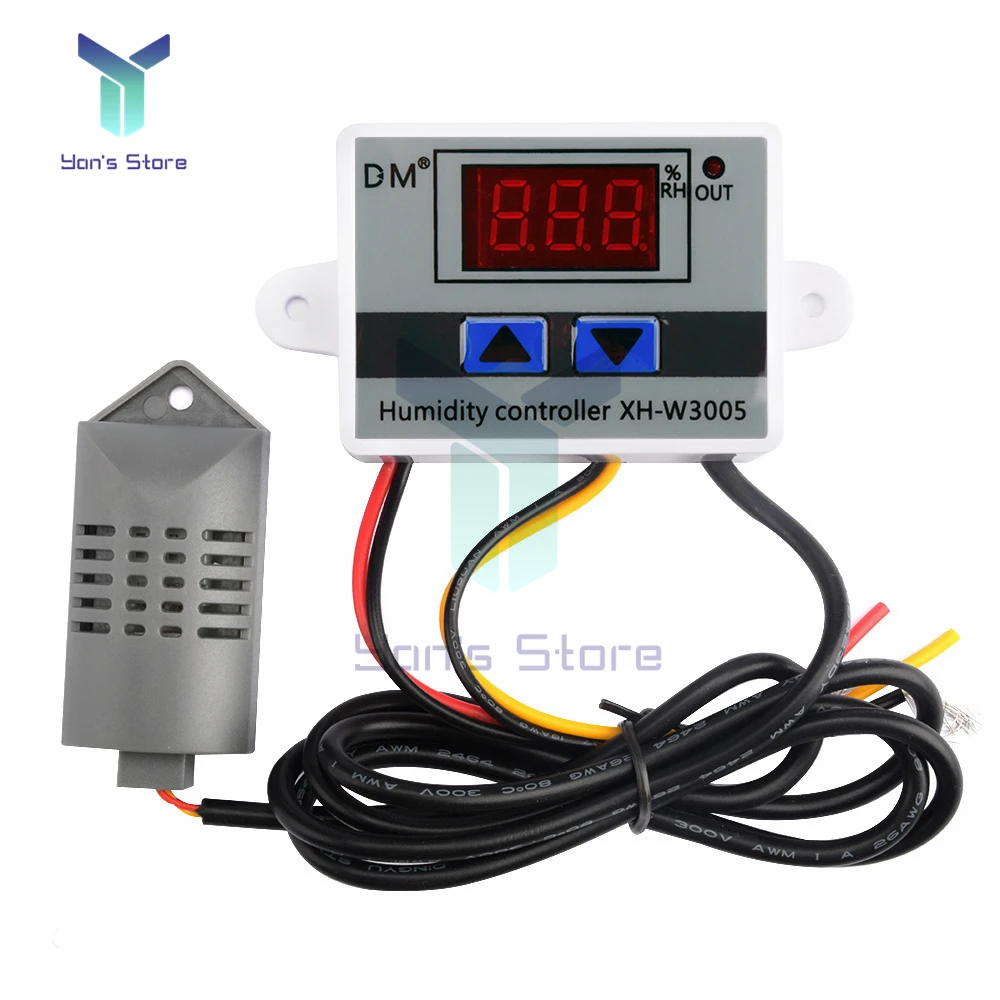 AC220V DC 12V 24V 10A Digital Humidity Controller Hygrometer Control Switch 0~99%RH Hygrostat SH20 w/ Humidity Sensor W3005