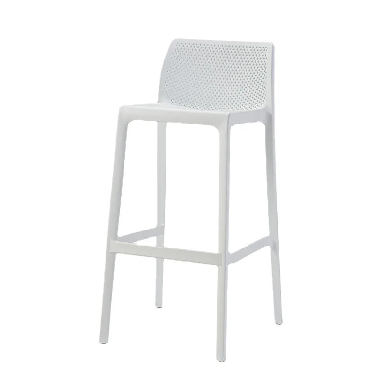Modern Scandinavian Style PC Plastic Bar Chair Simple Cut Out Design Stackable for Home Bar or Front Desk High Chair
