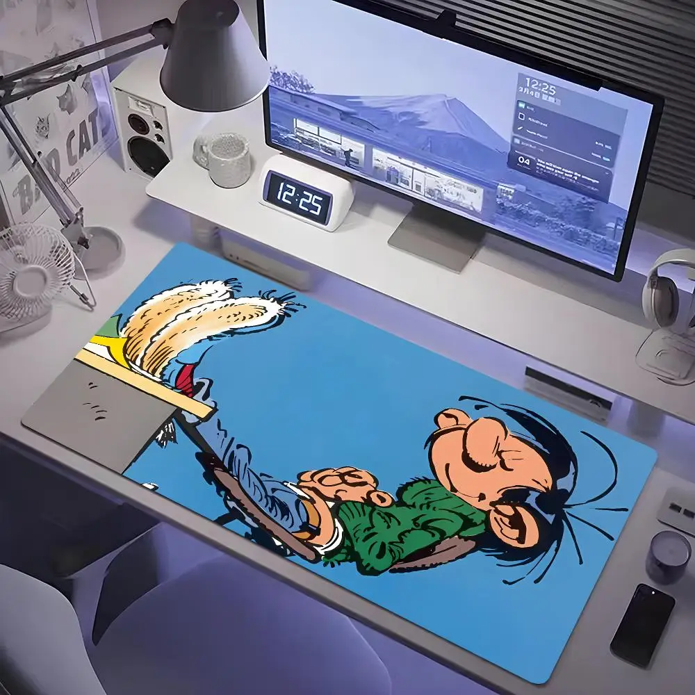 G-Gaston Lagaffe Mouse Pad Tablet mouse Pad Laptop xl desktop mate, cute HD Rainbow Gaming keyboard pad, Player, 90x40