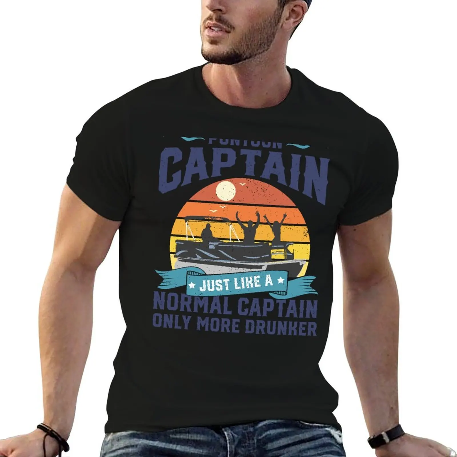 Funny Pontoon Captain Boat Lake Boating Fathers Day Gift Sw T-Shirt