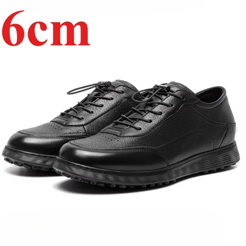 

Кожаная повседневная обувь, увеличивающая рост, мужские туфли на толстой подошве 6 см, на мягкой подошве, мужские спортивные кожаные туфли с лифтом