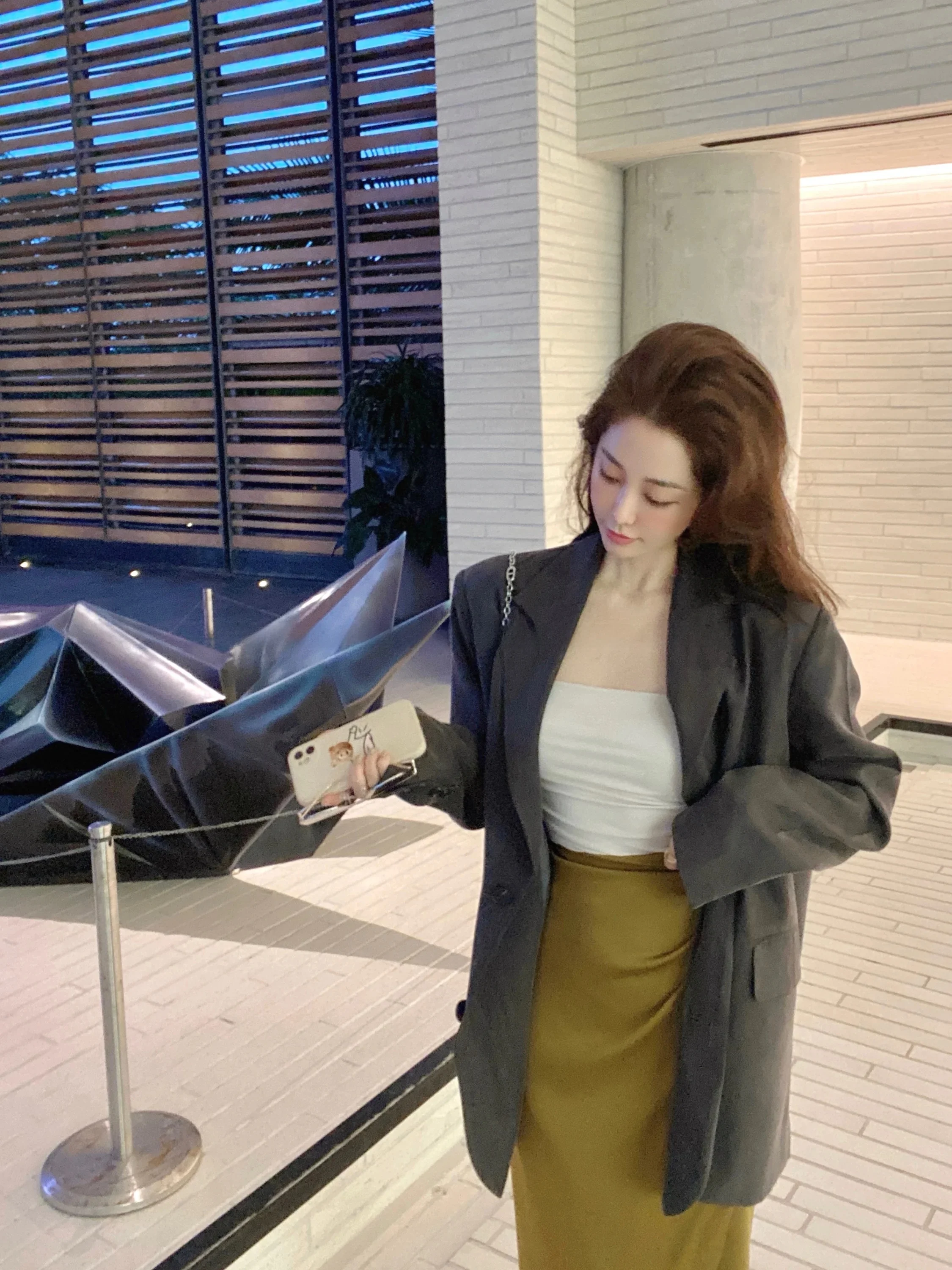 

CCZEE Casual Copper Ammonia Silk Women's Suit Jacket Spring 2023 Loose Slimming Style Long Sleeve Commute Fashion