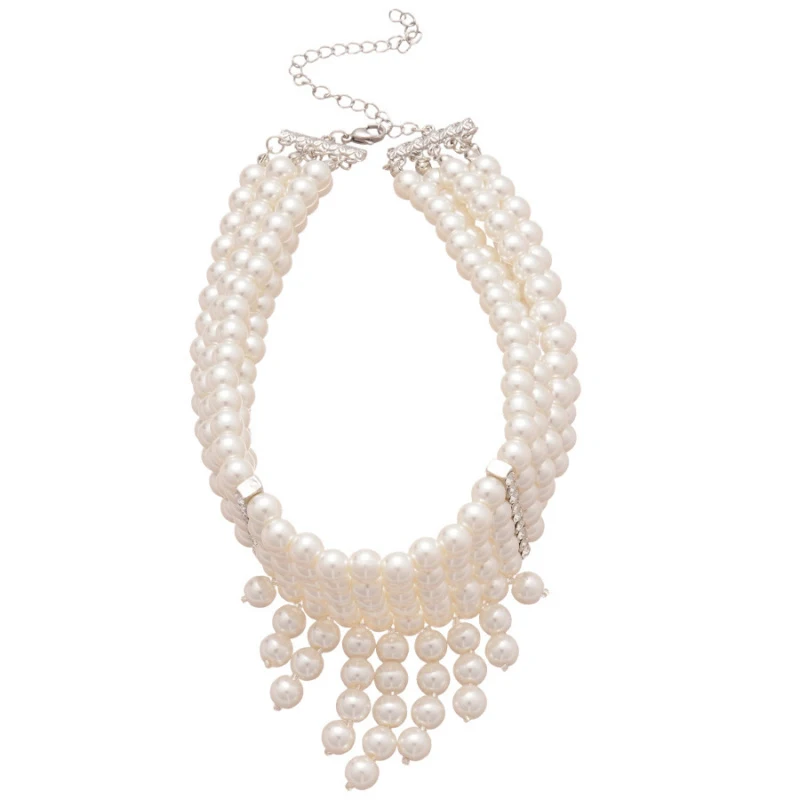 French Multi-Layer Bead Pearl Necklace With Retro Elegance Niche Temperament Light Luxury Collarbone Grand Exaggerated Party
