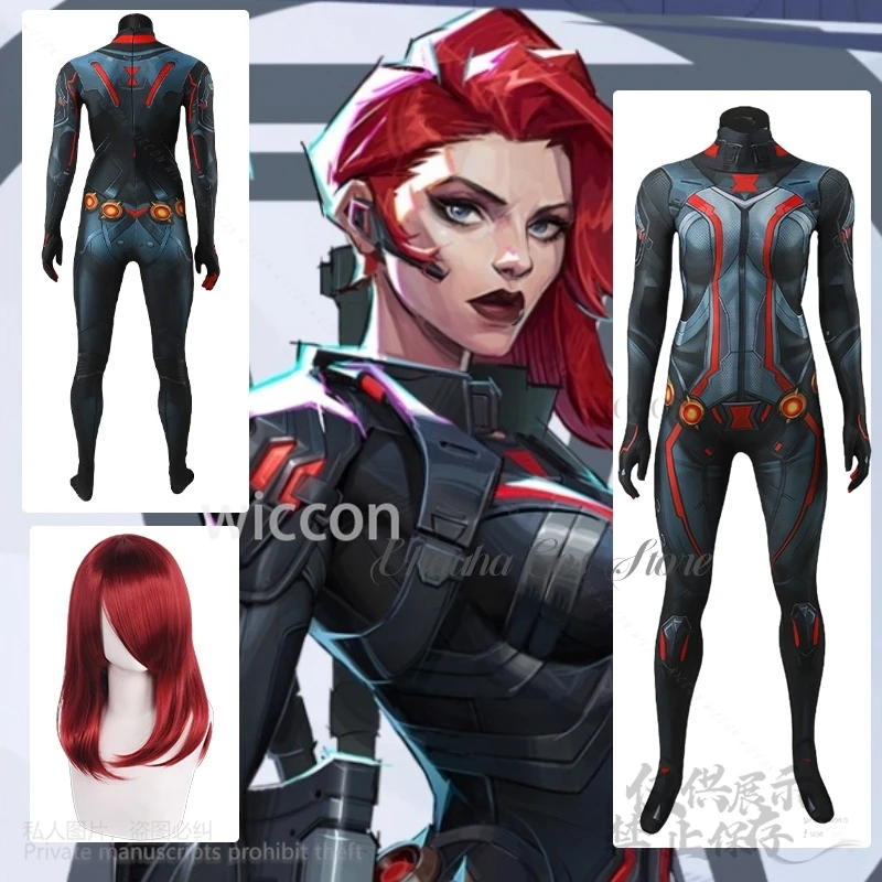 Наташа аниме игра Rivals косплей костюм комбинезон сексуальный красный черный панк боди Хэллоуин карнавальный костюм для вечеринки Cos 코스프레