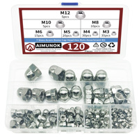 120pcs 7 Sizes Acorn Dome Cap Head Hex Nuts Assortment Kit M3 M4 M5 M6 M8 M10 M12 Decorative Cap Blind Nuts Caps Covers Hex Dome