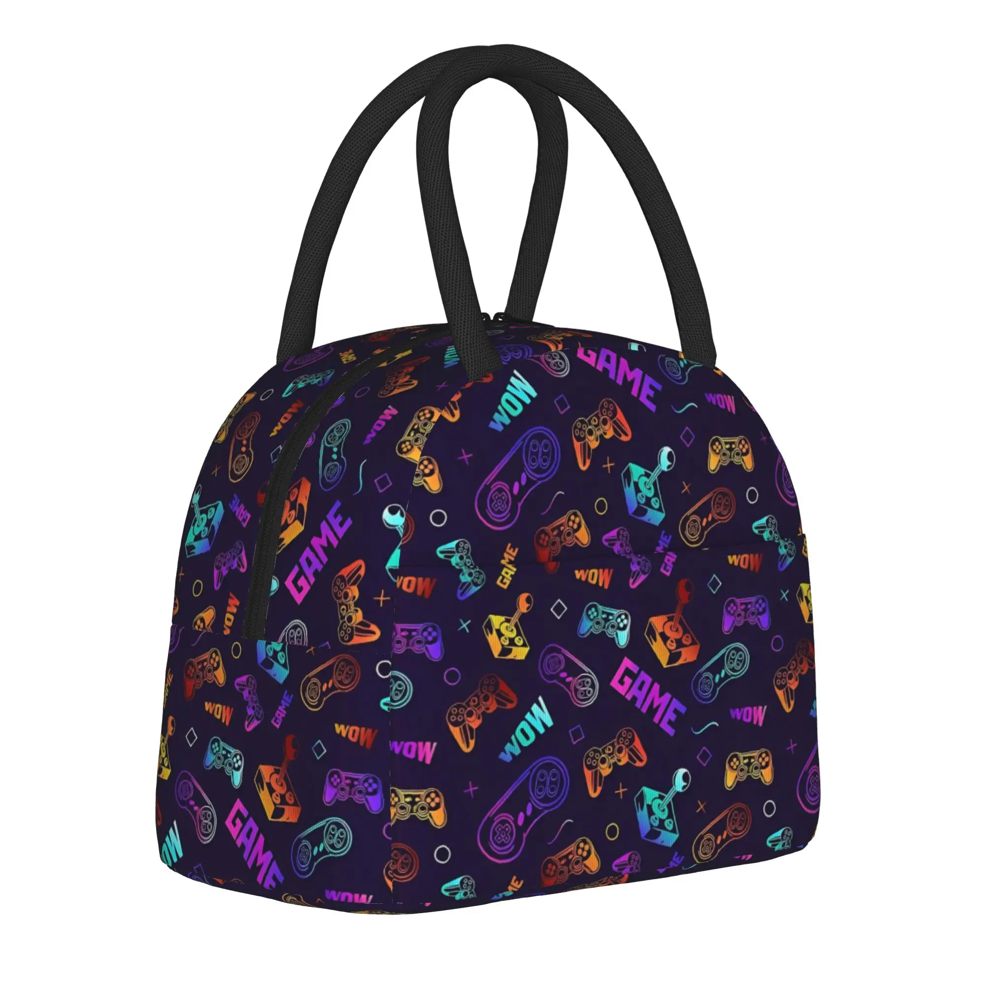 Video Game Gaming Controller Insulated Lunch Bag Thermal Bag Reusable,Meal Container  Large Tote Lunch Box Work  Picnic