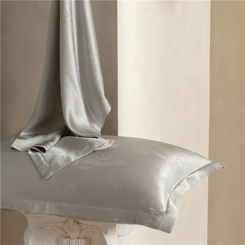 Vintage Jacquard 40 Momme 100% Mulberry Silk Pillowcase - Single Size, Luxurious Soft & Cooling Ice Texture, Anti-Aging Beauty P