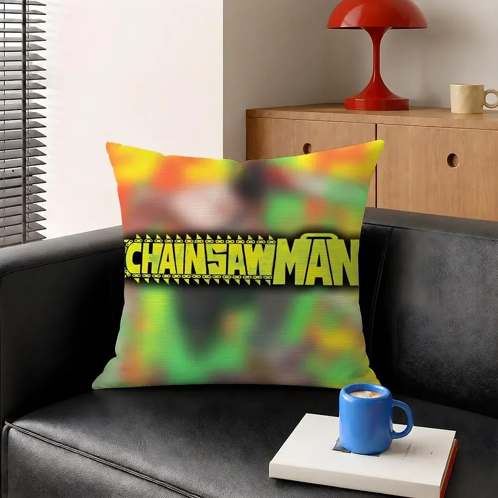 Anime Chainsaw Man Denji Power Pochita Cushion Cover Decorative Pillowcase Soft Short Plush Cozy Durable Sofa Home Decor Items