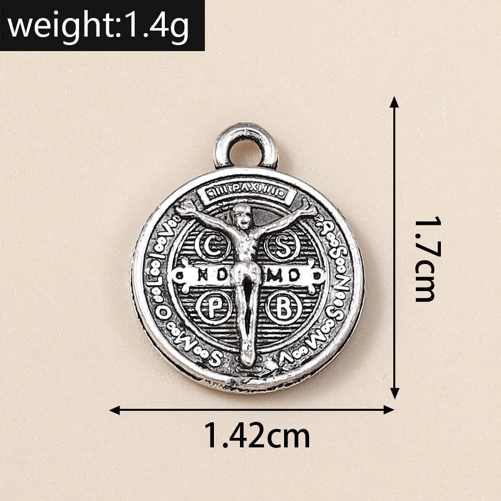 Leslie 10 Stück/Lot 17*24mm Legierung Antik-Silberfarben Jesus-Kreuz-Münzanhänger für Armbänder Halsketten Handgemachter Schmuck Zubehör – Detail 1